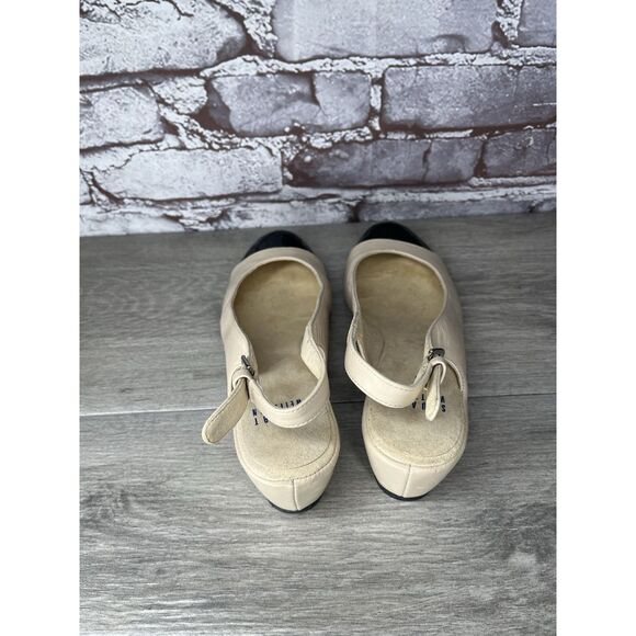 STUART WEITZMAN Black Patent Cap Blush Pink Leather Ankle Strap Wedges Women 7M - Picture 5 of 16